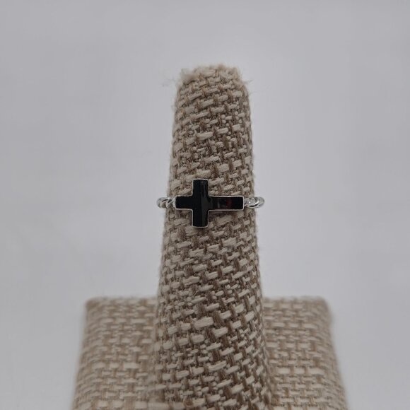 Size 5 Sterling Silver Bright Cross Braided Band Ring A3561 - Picture 1 of 7